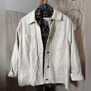 Hollister Cream Corduroy Jacket With Frayed Hem